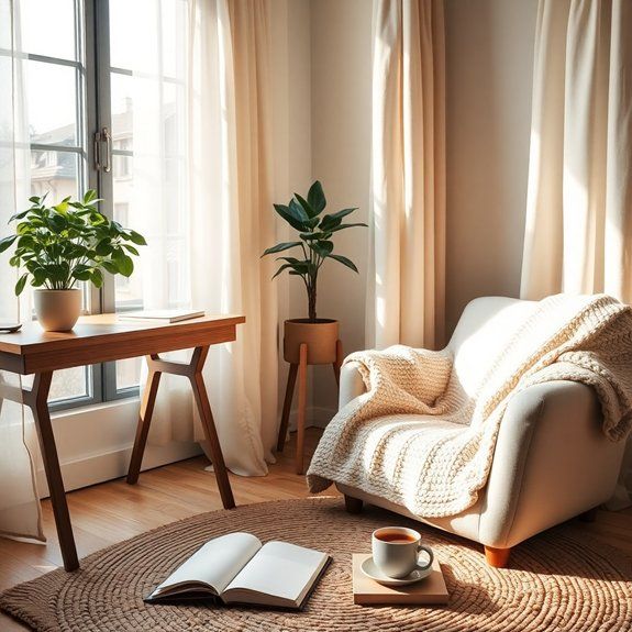 A quiet corner with soft natural light suited for a brief relaxation break